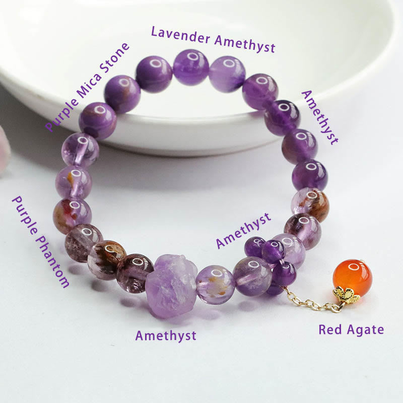 KarmaRipple's Authentic Amethyst Purple Phantom Gemstone Spiritual Awareness Bracelet p7