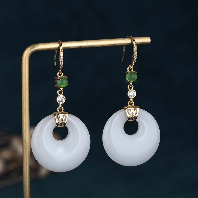KarmaRipple's FengShui Ivory Jade Blessing Drop Earrings p2