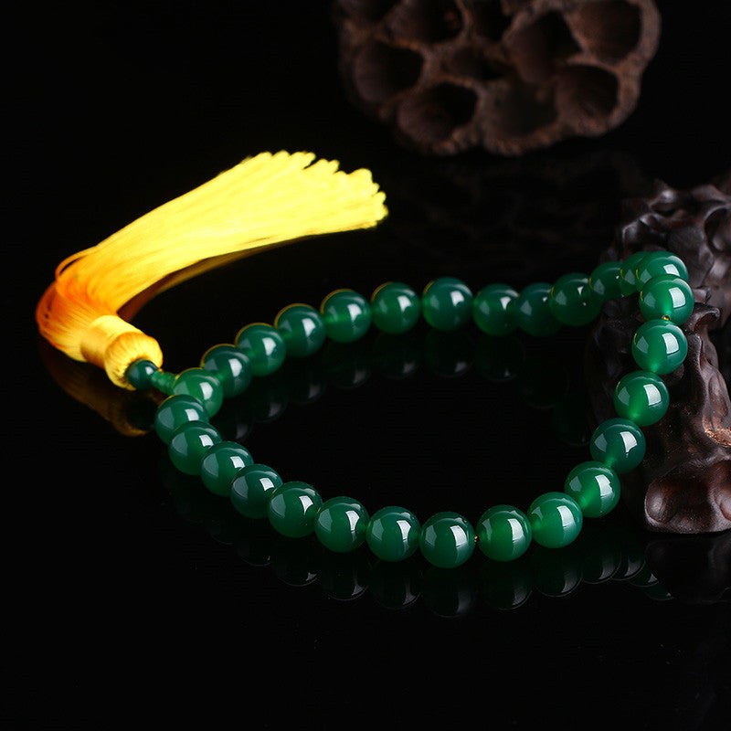 KarmaRipple's Authentic Green Agate Wrist Mala Power Tassels Pocket Mala Car Decoration p3