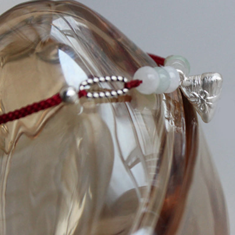 KarmaRipple's 925 Sterling Silver Jade Red String Zongzi Talisman Abundance Bracelet p6