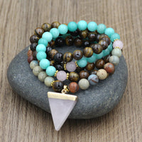 KarmaRipples 108 Perlenstickereien aus echtem Tigerauge-Mala-Ausgleichsarmband