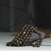 KarmaRipples 108 Mala-Perlenarbeiten, Perlenarbeiten aus reinem 999er Gold, seltenes Brunei-Adlerholz, Friedensstärke-Armband