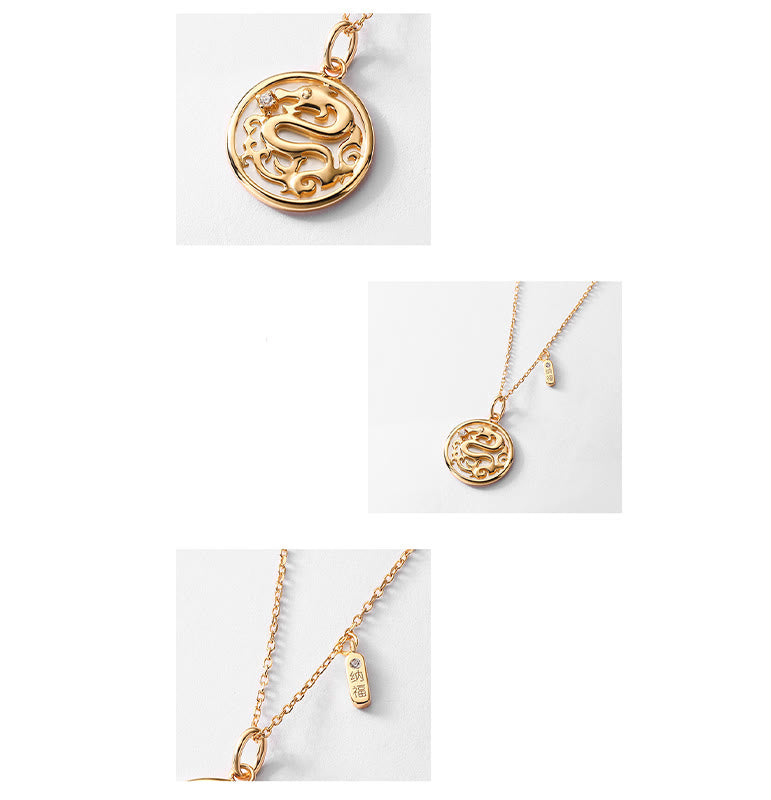 KarmaRipple's ???A Flash Sale- 925 Sterling Silver Tridacna Stone Year of the Dragon Fu Character Fortune Strength Pendant Necklace p6