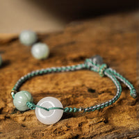 KarmaRipples gewebtes Armband mit Peace-Schnalle und Kürbisperle, Glückssegen, Elfenbein