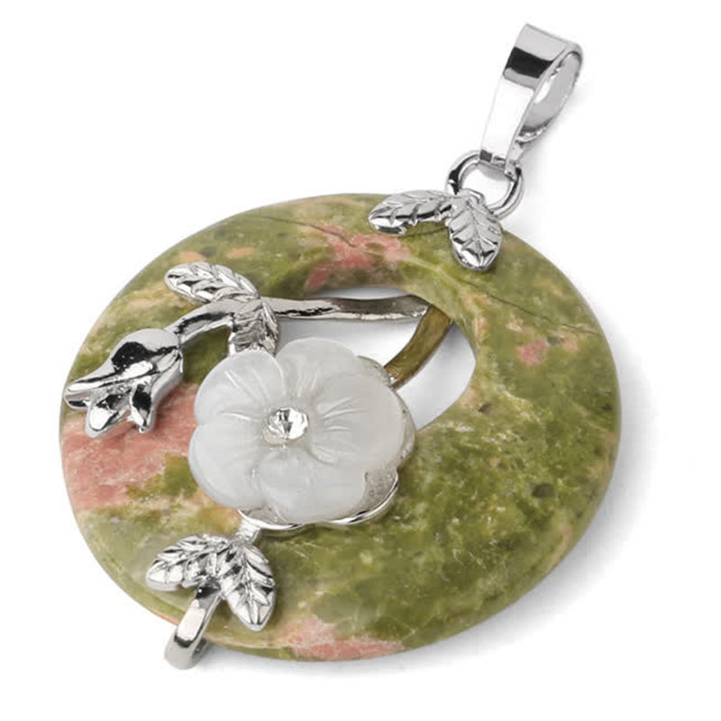 KarmaRipple's Various Gemstone Amethyst Green Aventurine Flower Balancing Pendant Necklace p51