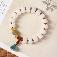 KarmaRipples authentisches Bodhi-Samen-Armband aus rotem Achat mit Bodhi Calm Balance und gravierter Kürbisperle und Lotusblüte