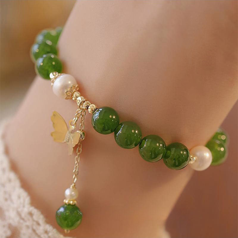 KarmaRipple's Authentic Green Chalcedony Pearl Butterfly Courage Strength Bracelet p8