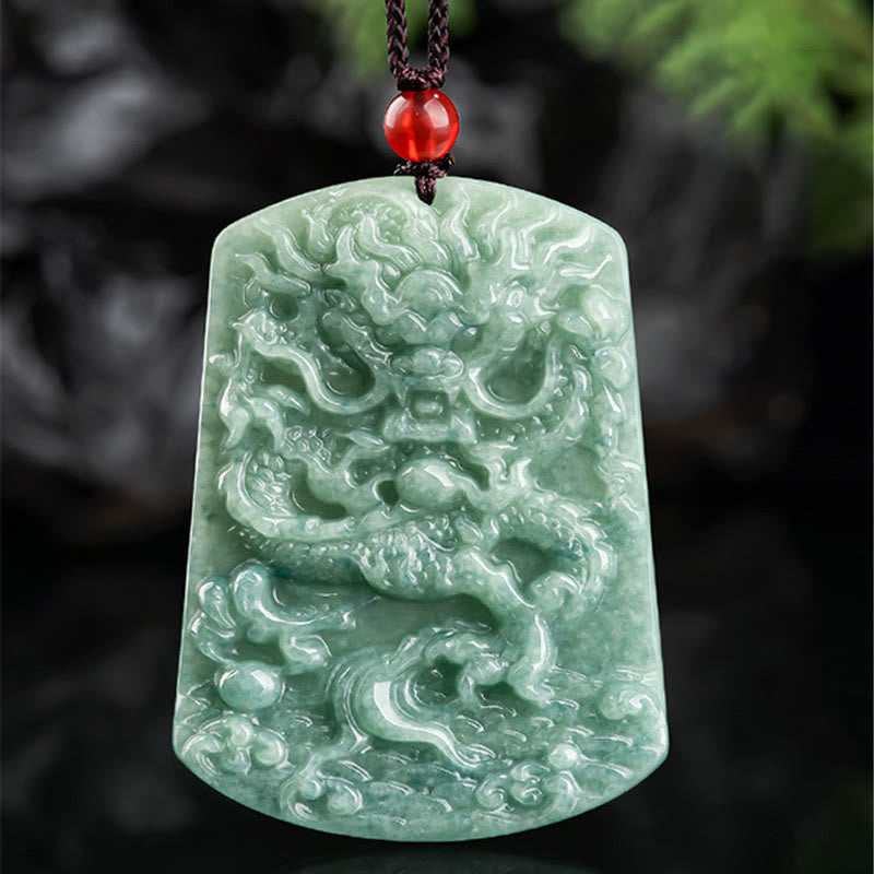 KarmaRipple's Authentic Jade Chinese Zodiac Dragon Sea Fortune String Pendant Necklace p5