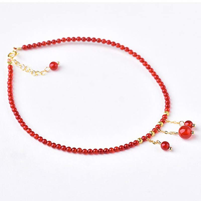 KarmaRipple's Red Agate Confidence Calm Anklet p5