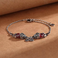 KarmaRipples Granat-Doppel-PiXiu-Bronze-Münzschutzkettenarmband
