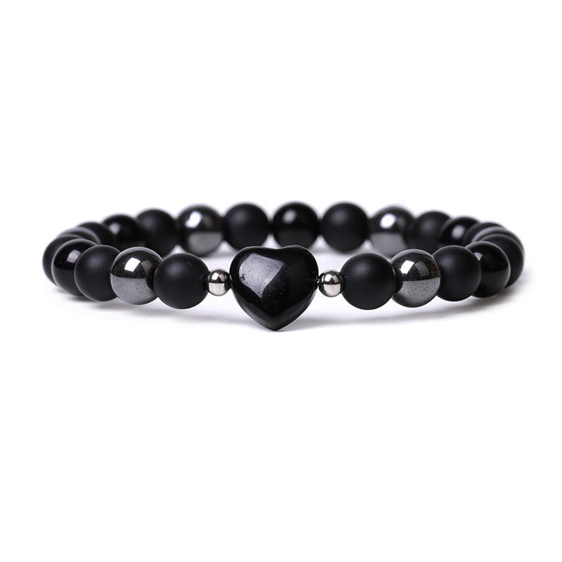 KarmaRipple's Black Onyx Tiger Eye Stone Gemstone Love Heart Protection Bracelet p26