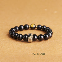 KarmaRipples 925 Sterling Silber Schwarzer Obsidian Goldglanz Obsidian Silberglanz Obsidian Yin Yang Schutzarmband