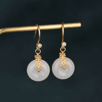 KarmaRipples Elfenbein-Jade-Ohrringe „Double Happiness Fortune“