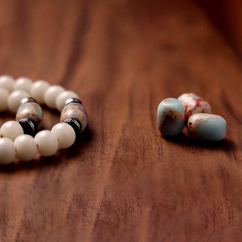 KarmaRipple's Tibet 108 Mala Beadwork Bodhi Seed Bagua Vajra Dzi Bead Gray Agate Wealth Bracelet p8