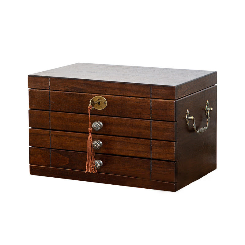 KarmaRipple's Retro Solid Wood Jewelry Box Four-Layer Wooden Jewelry Storage Box p13