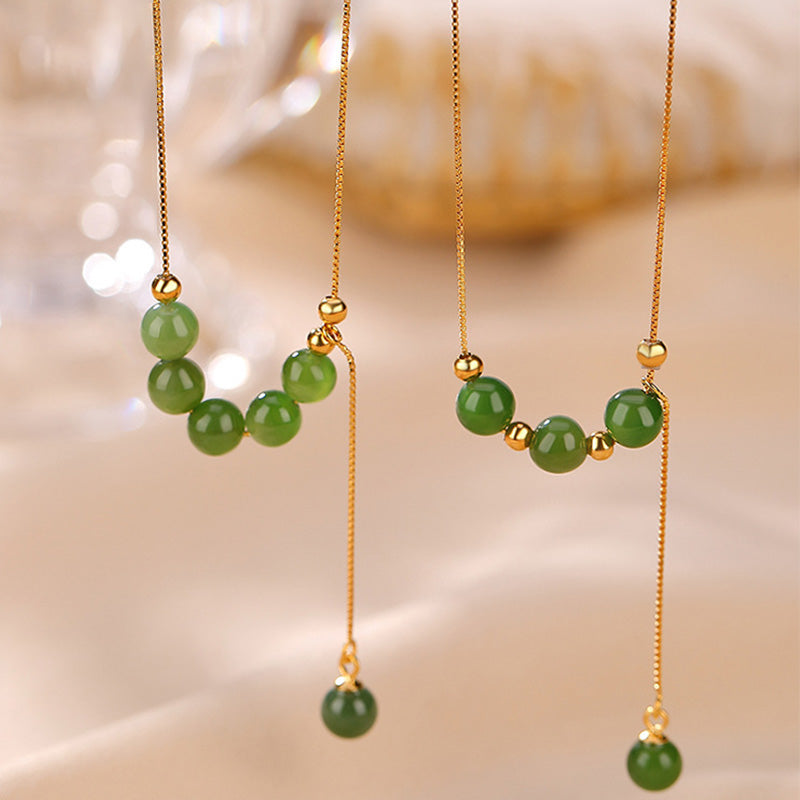 KarmaRipple's 925 Sterling Silver Cyan Jade Beadwork Balancing Pendant Necklace p10