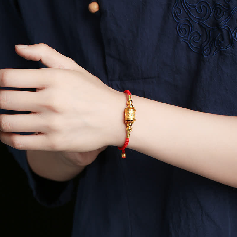 KarmaRipple's 999 Sterling Silver Om Mani Padme Hum Fortune Red String Bracelet p2