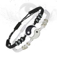 KarmaRipples 2-teiliges Yin-Yang-Hämatit-Paararmband