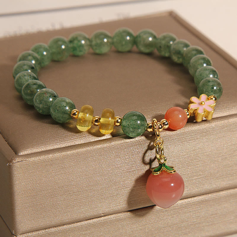 KarmaRipple's Authentic Green Strawberry Quartz Love Peach Talisman Bracelet p2