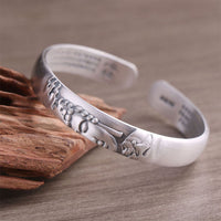 KarmaRipples 999 Sterling Silber Buddha Kopf Herz Sutra Serenity Armband Armreif