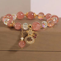 KarmaRipples authentisches Erdbeerquarz-Edelstein-Geldbeutel-Talisman-Positivarmband