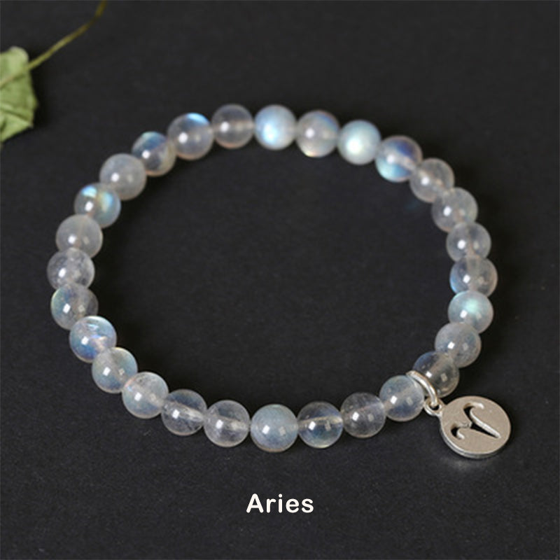 KarmaRipple's 12 Constellations of the Zodiac Moonstone Charming Bracelet p25