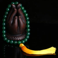 KarmaRipples authentische grüne Achat-Mala für das Handgelenk, Power-Quasten, Taschen-Mala, Auto-Dekoration
