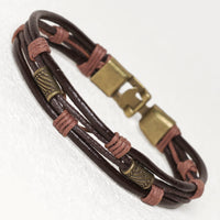 KarmaRipple's Vintage Lederarmband Braun Seil Lagenarmband Armreif