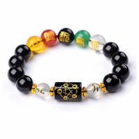 KarmaRipples chinesisches Feng-Shui-Obsidian-Fünf-Elemente-Armband für Reichtum und Wohlstand 