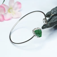 KarmaRipple's 925 Sterling Silber Lachender Buddha Jade Glücksarmband Armreif