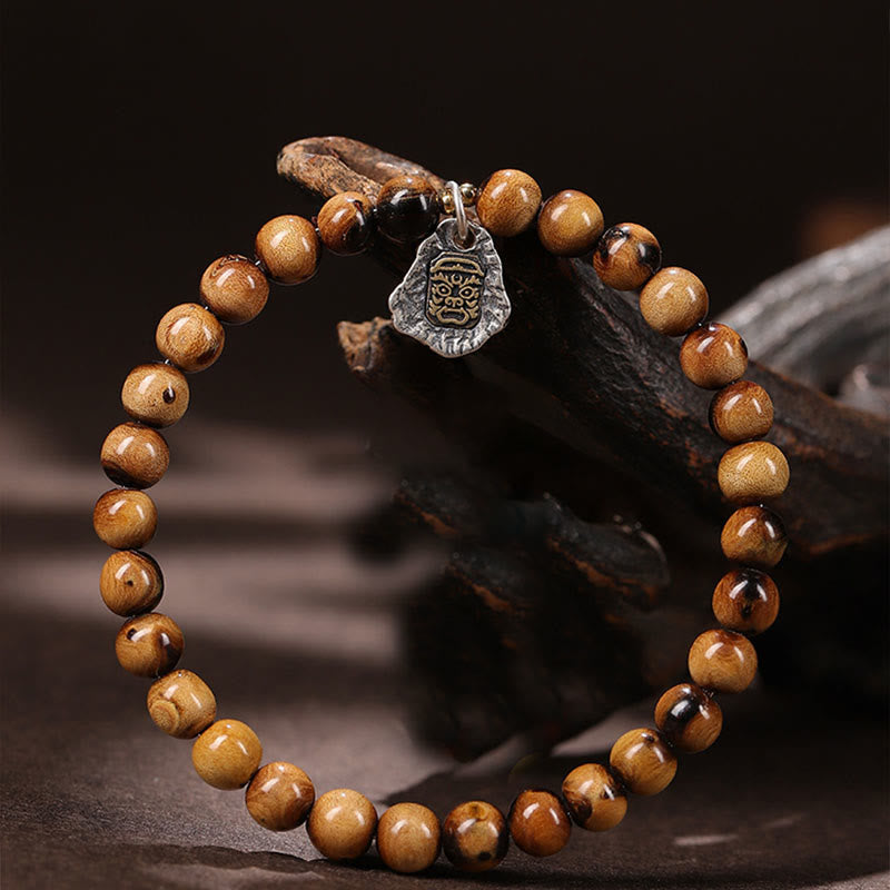 KarmaRipple's 925 Sterling Silver Authentic Golden Sea Willow Zakiram Goddess of Wealth Fortunate fortune Fu Character Success Bracelet p5