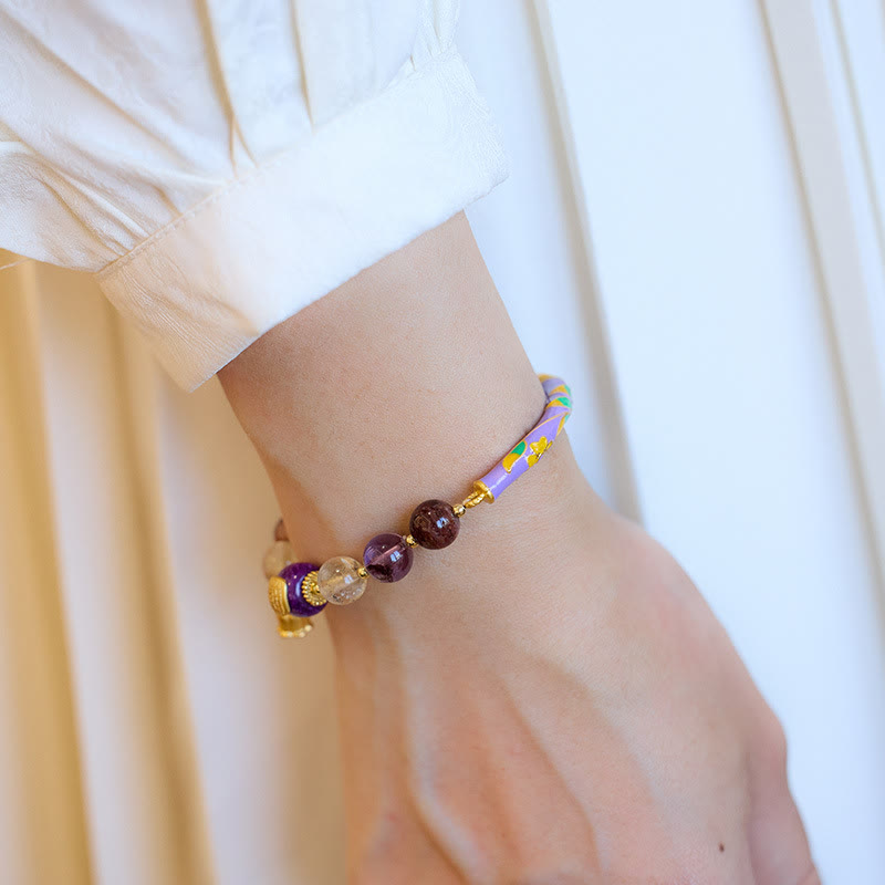 KarmaRipple's Purple Phantom Purple Jade Scripture Citrine Love Wisdom Bracelet Bangle p6