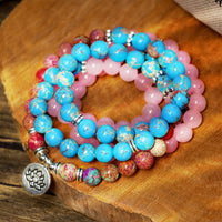 KarmaRipples tibetische lila Miano-Balance-Lotus-Mala mit echten Perlen