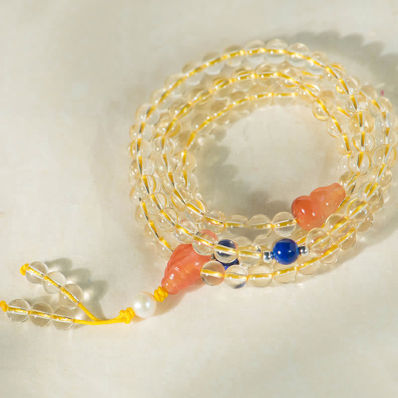 KarmaRipple's 108 Mala Beadwork 925 Sterling Silver Authentic Citrine Red Agate Ivory Jade Prosperity Talisman Bracelet p20