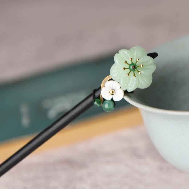 KarmaRipple's Green Aventurine Flower Agate Positivity Hairpin Decoration p2