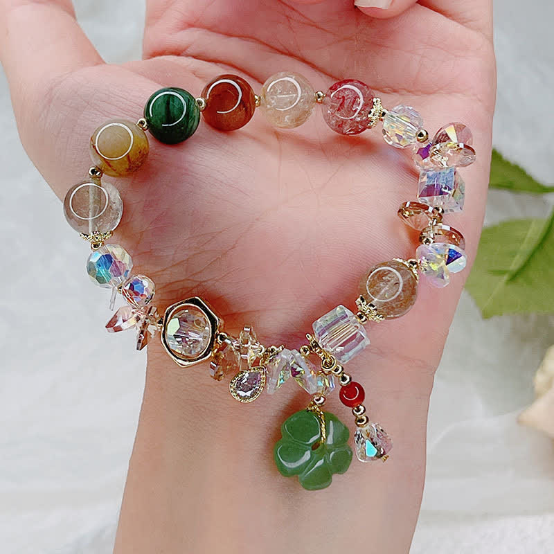 KarmaRipple's Colorful Gemstone Green Aventurine Flower Bead Fortune Bracelet p6