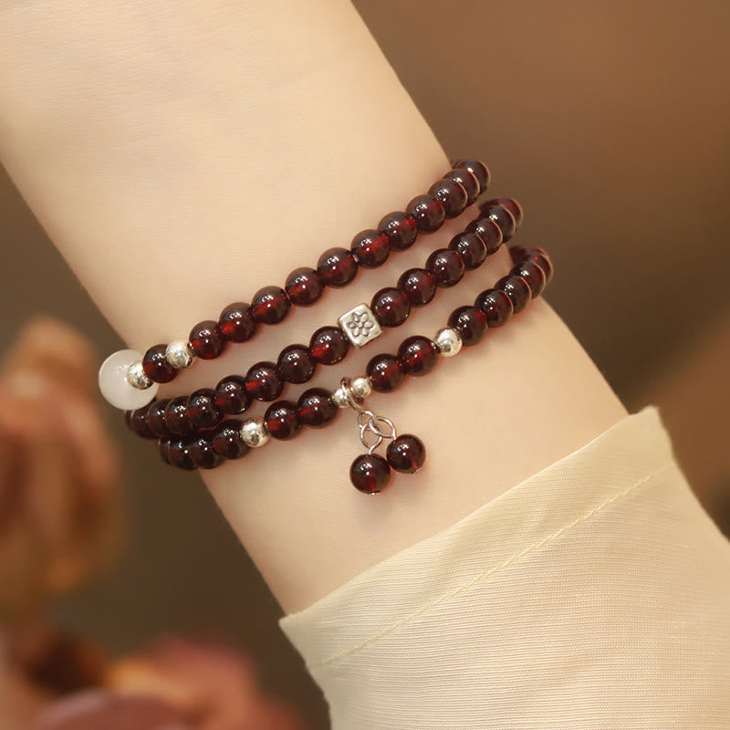KarmaRipple's 925 Sterling Silver Authentic Garnet Cat Eye Protection Triple Wrap Bracelet p17