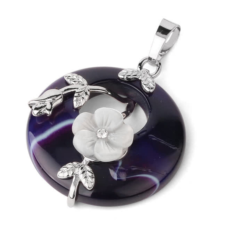 KarmaRipple's Various Gemstone Amethyst Green Aventurine Flower Balancing Pendant Necklace p6