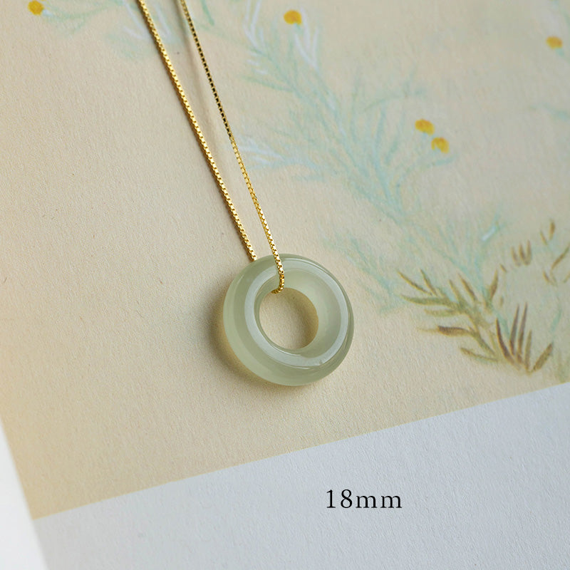 KarmaRipple's Authentic Round Jade Peace Buckle Fortune Abundance Pendant Necklace p28