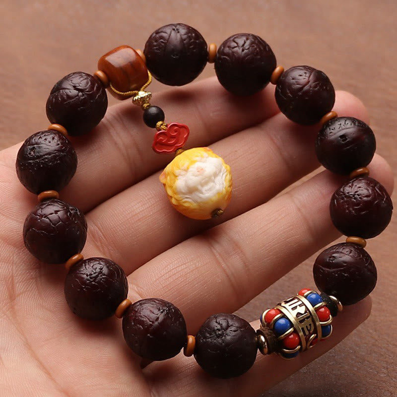 KarmaRipple's Tibetan Bodhi Seed Agate Bead Fortune Wealth Tassel Talisman Wrist Mala p19