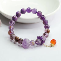 KarmaRipples authentisches Armband mit spirituellem Bewusstsein aus violettem Phantom-Edelstein mit Amethyst