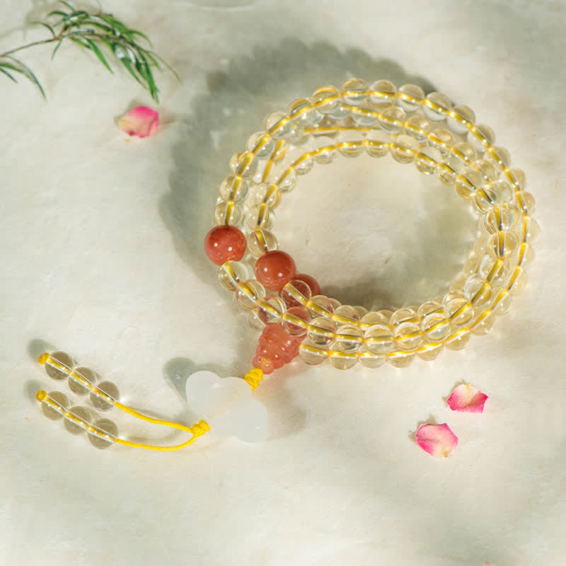 KarmaRipple's 108 Mala Beadwork 925 Sterling Silver Authentic Citrine Red Agate Ivory Jade Prosperity Talisman Bracelet p2