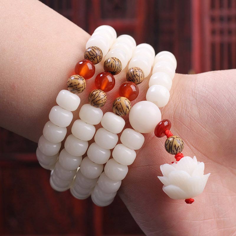 KarmaRipple's Tibetan Mala Ivory Bodhi Seed Peace Bracelet p7