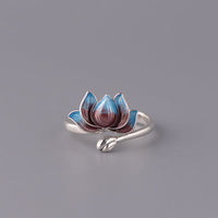 KarmaRipples verstellbarer Ring „Lotusblüte – Neuanfang“ aus 925er Sterlingsilber