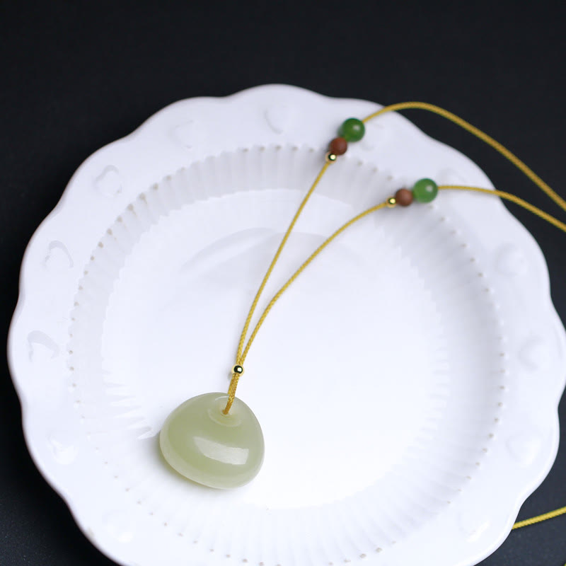 KarmaRipple's Authentic Hetian Jade Small Bag Pattern Prosperity String Pendant Necklace p3