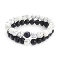 KarmaRipple's 2-teiliges authentisches Armband mit mattiertem Stein und elfenbeinfarbenen Türkisperlen