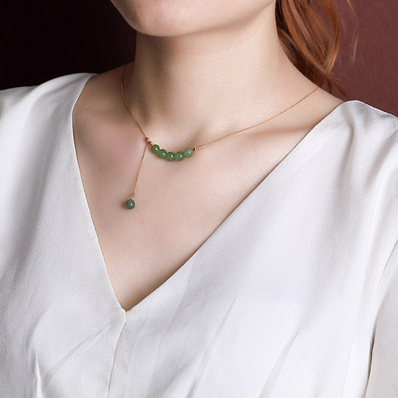 KarmaRipple's 925 Sterling Silver Cyan Jade Beadwork Balancing Pendant Necklace p7