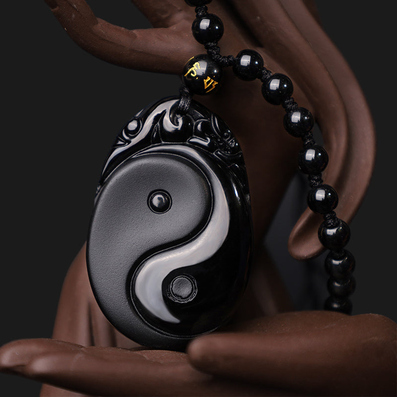 KarmaRipple's Authentic Black Obsidian Yin Yang Fulfilment Strength Pendant Necklace p5