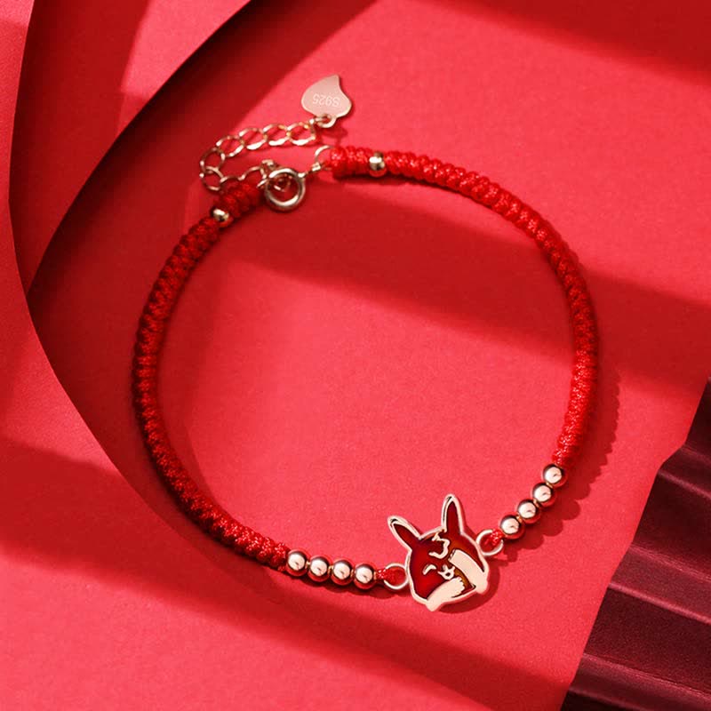 KarmaRipple's 925 Sterling Silver Chinese Zodiac Fortune Faith Discolor Red String Bracelet p4