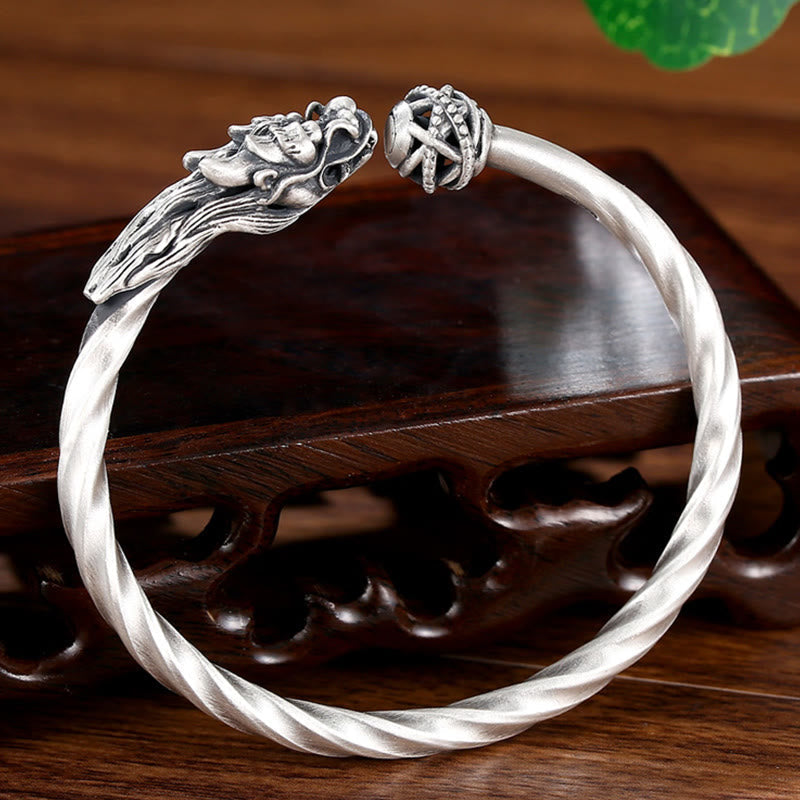 KarmaRipple's 999 Sterling Silver Year of the Dragon Fortune Strength Metal Cuff Bracelet Bangle p4